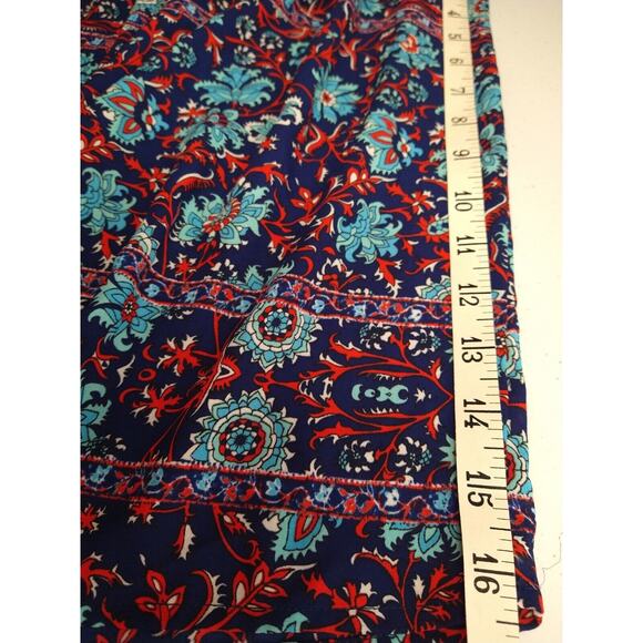 Renee C Boho Floral Mini Dress Blue Red Print Women’s Size Small Tunic Style - Picture 6 of 8
